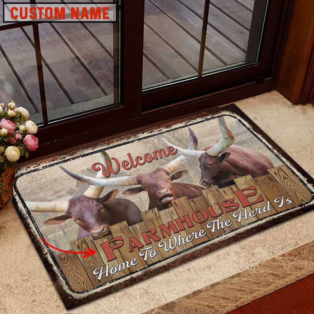 Watusi Welcome Custom Name Doormat