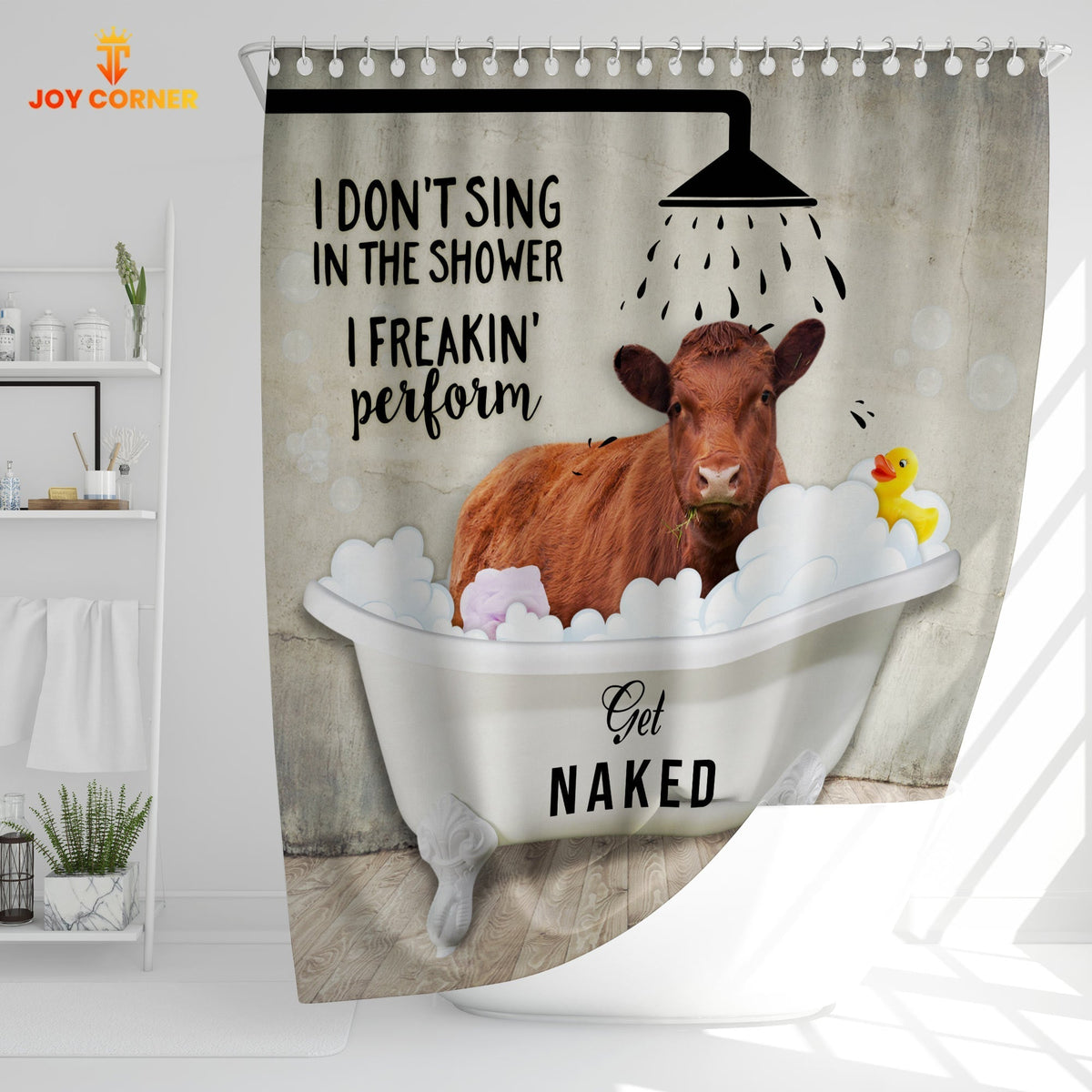 Red Angus I Don't Sing In The Shower 3D Shower Curtain