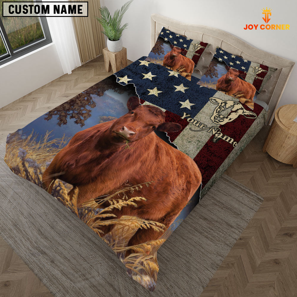 Red Angus America Customized Name 3D Bedding Set