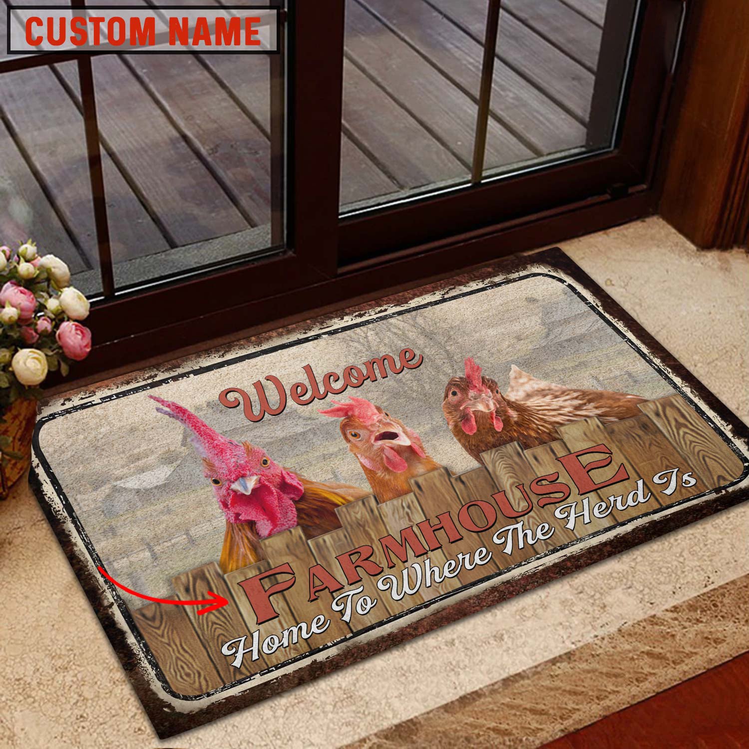 Chicken Welcome Custom Name Doormat