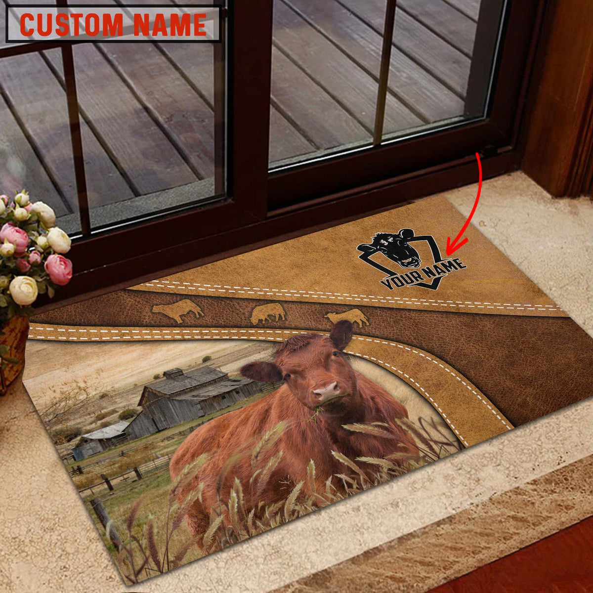 Red Angus Personalized - Welcome  Doormat