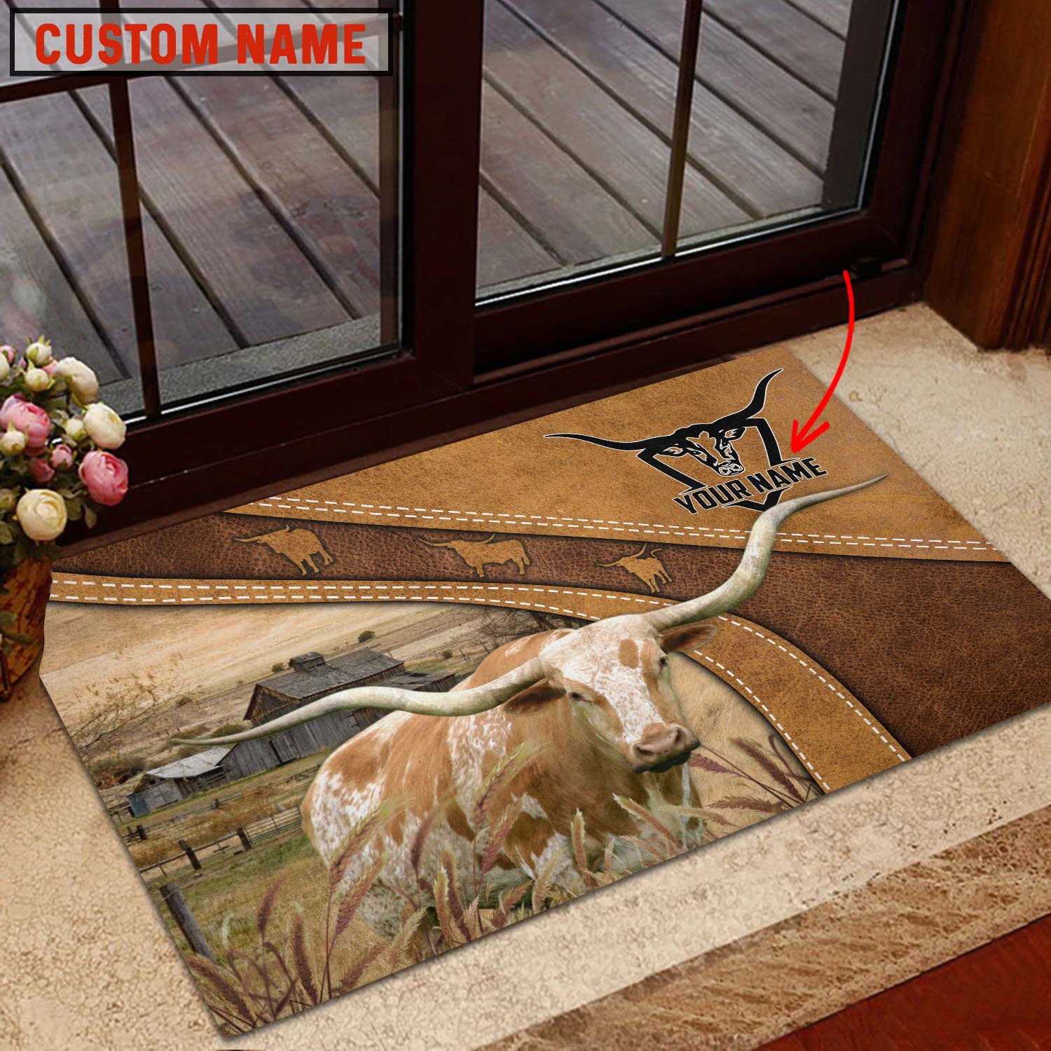 Texas Longhorn Personalized - Welcome  Doormat
