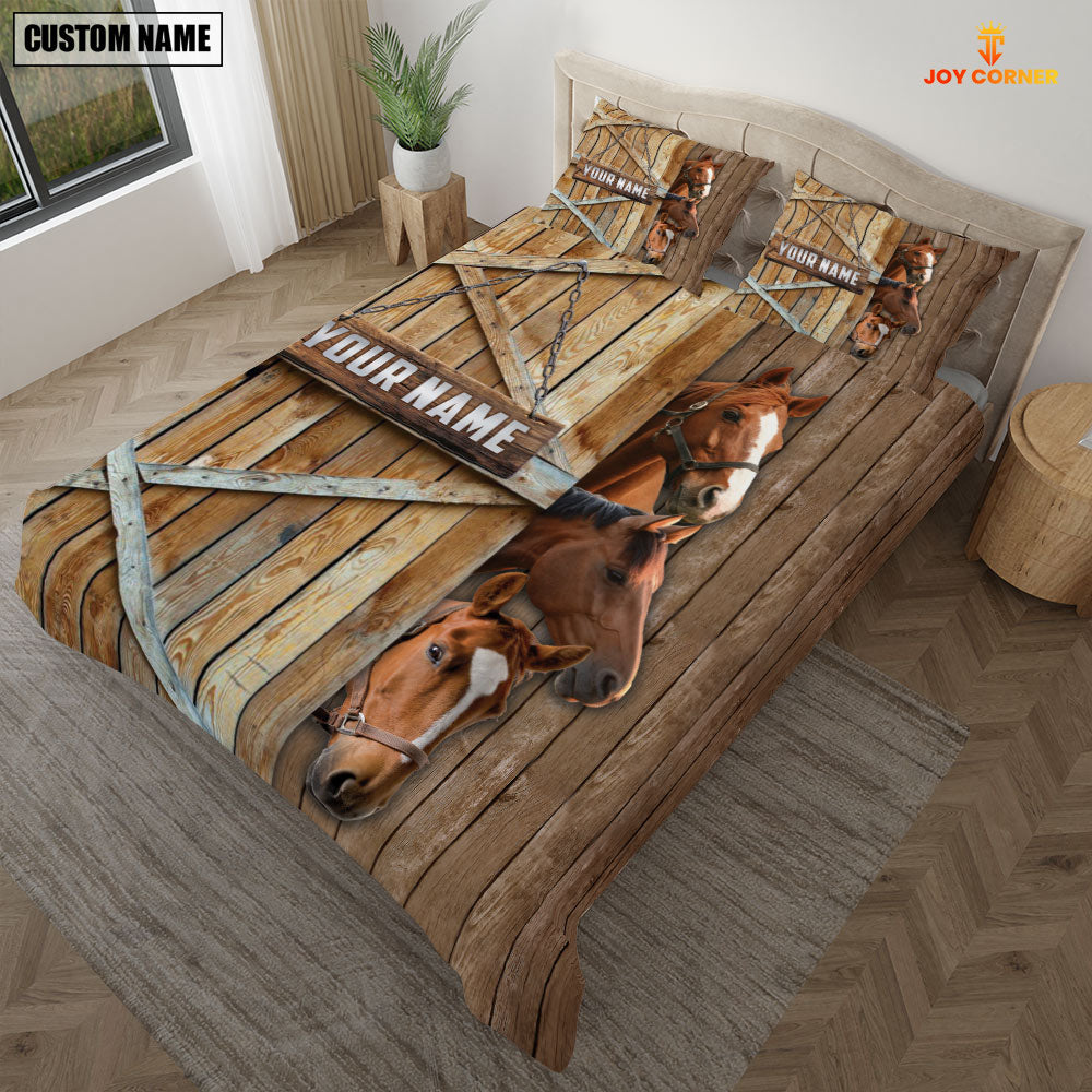 Happy Farm Horse Wooden Door Bedding Set
