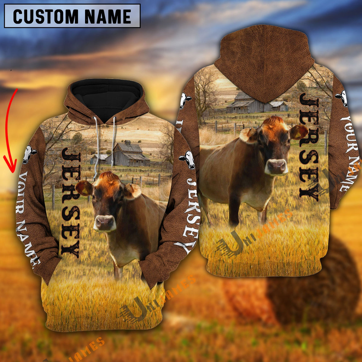 Personalized Name Farm Jersey Brown Hoodie