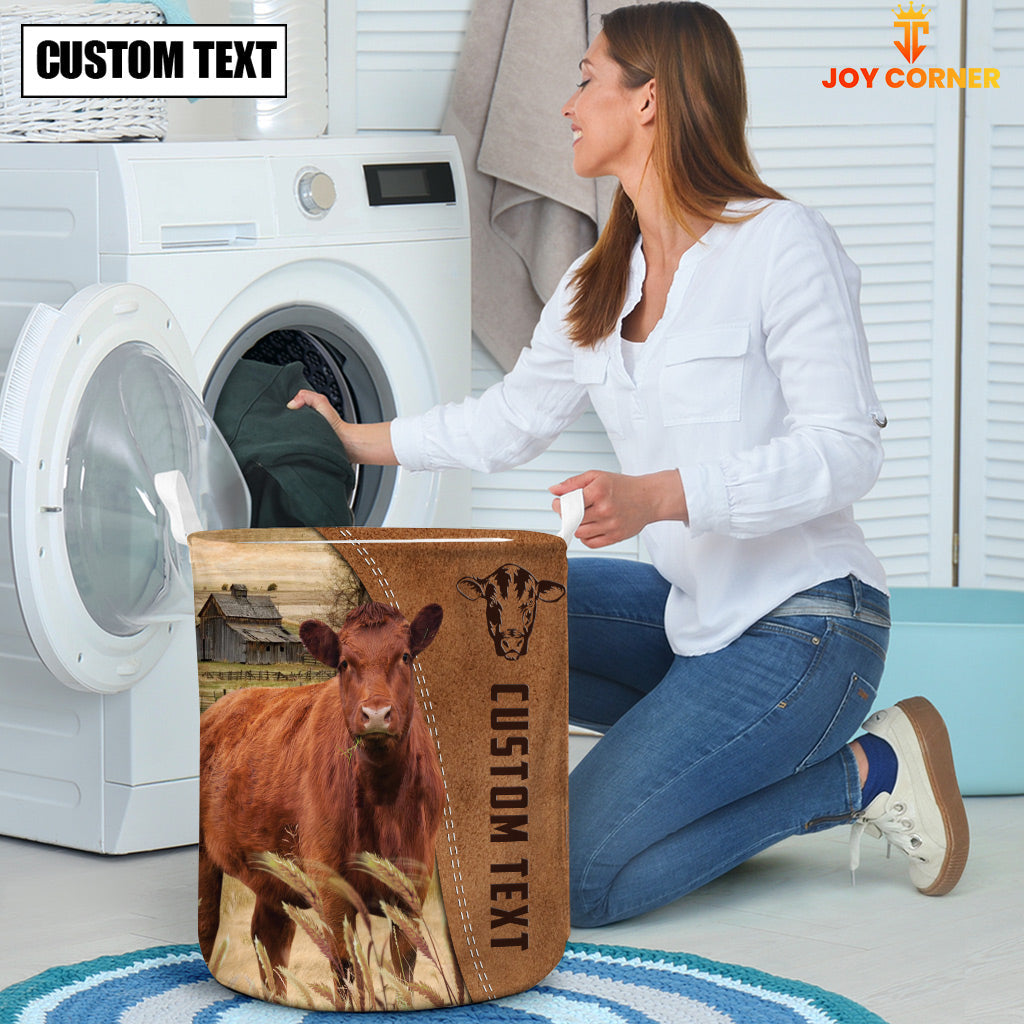 Red Angus Brown Farm Custom Name Laundry Basket