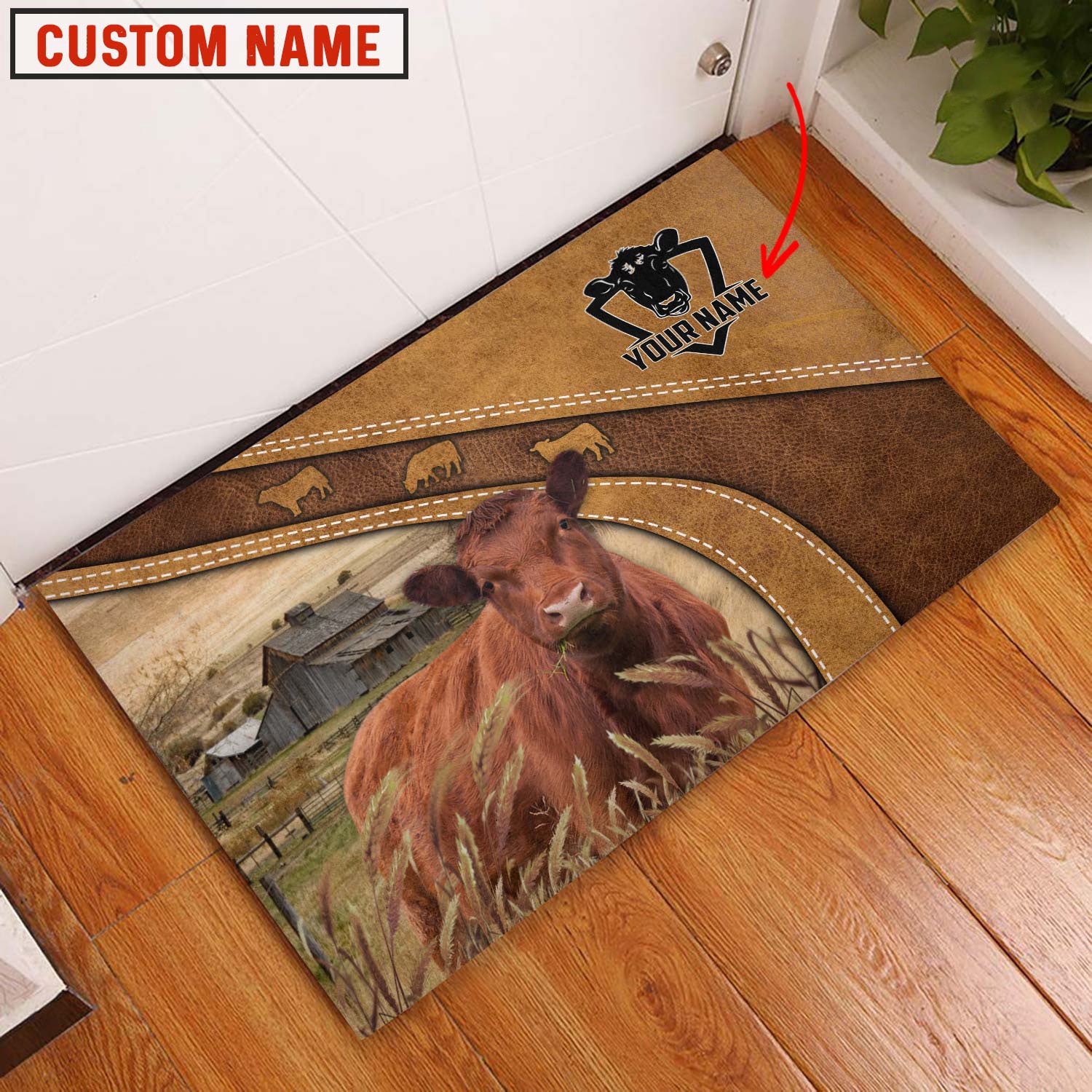 Red Angus Personalized - Welcome  Doormat