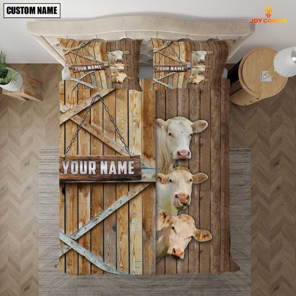 Happy Farm Charolais No Horn Wooden Door Bedding Set
