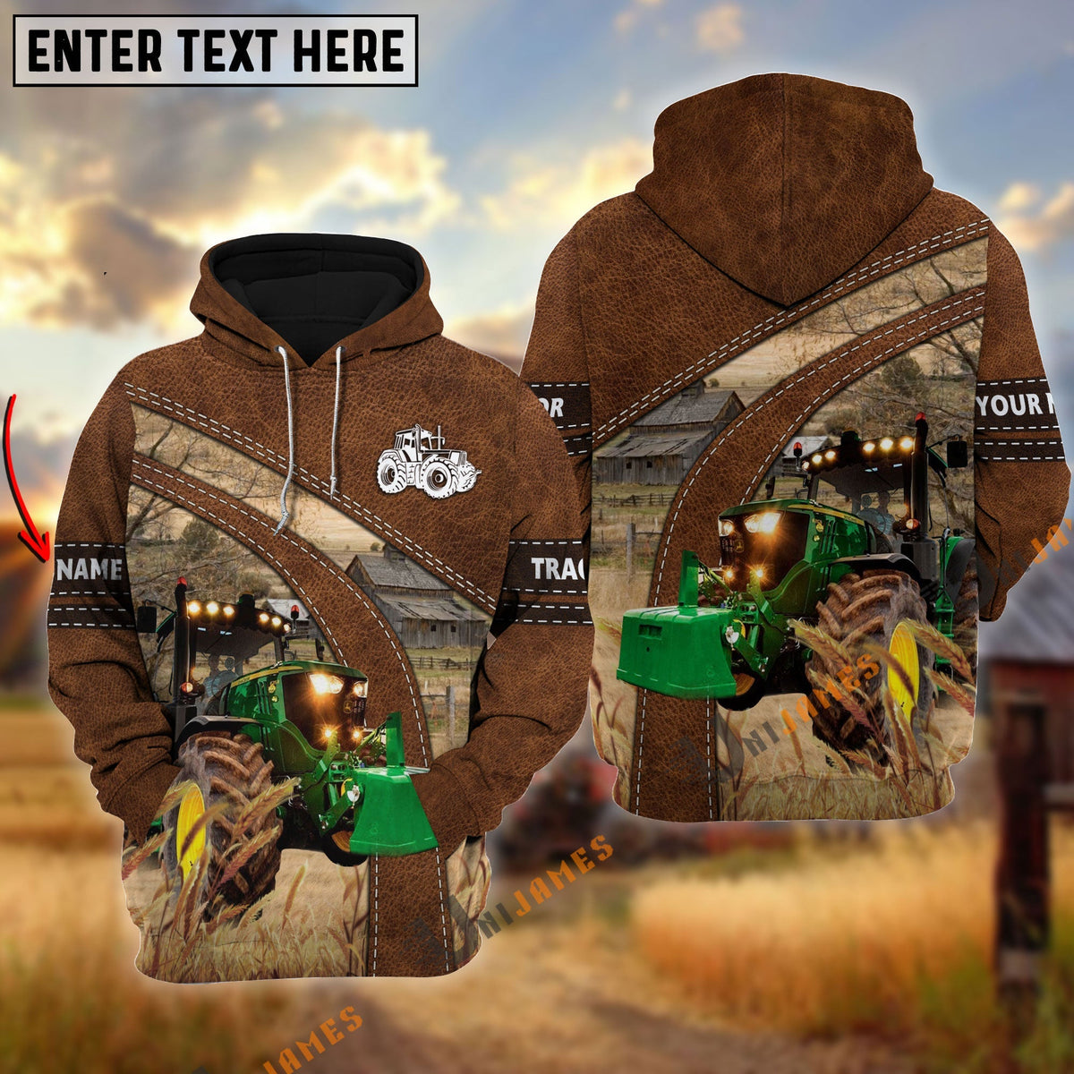 Tractor Custom Name On Sleeve 3D Hoodie