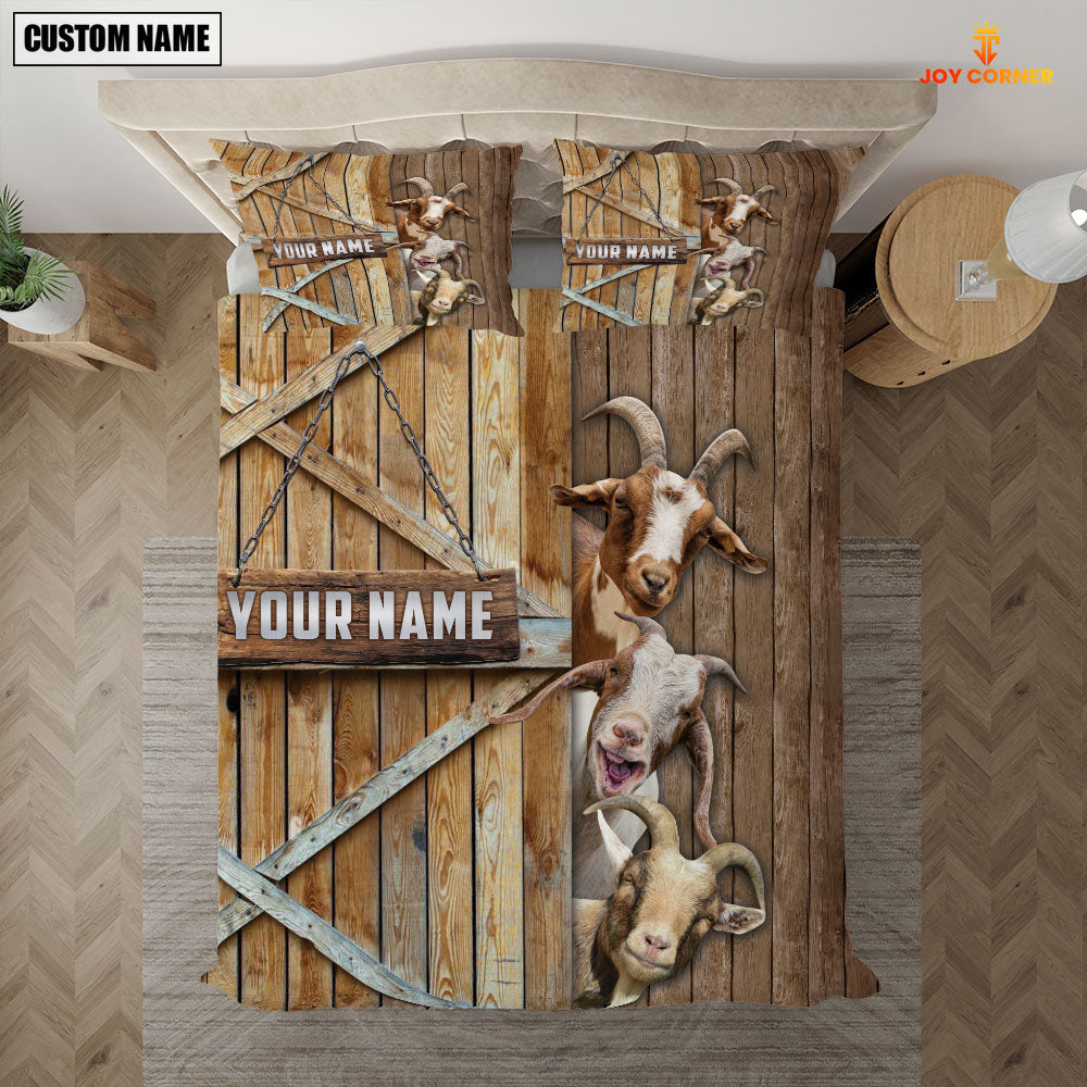 Happy Farm Goat Wooden Door Bedding Set