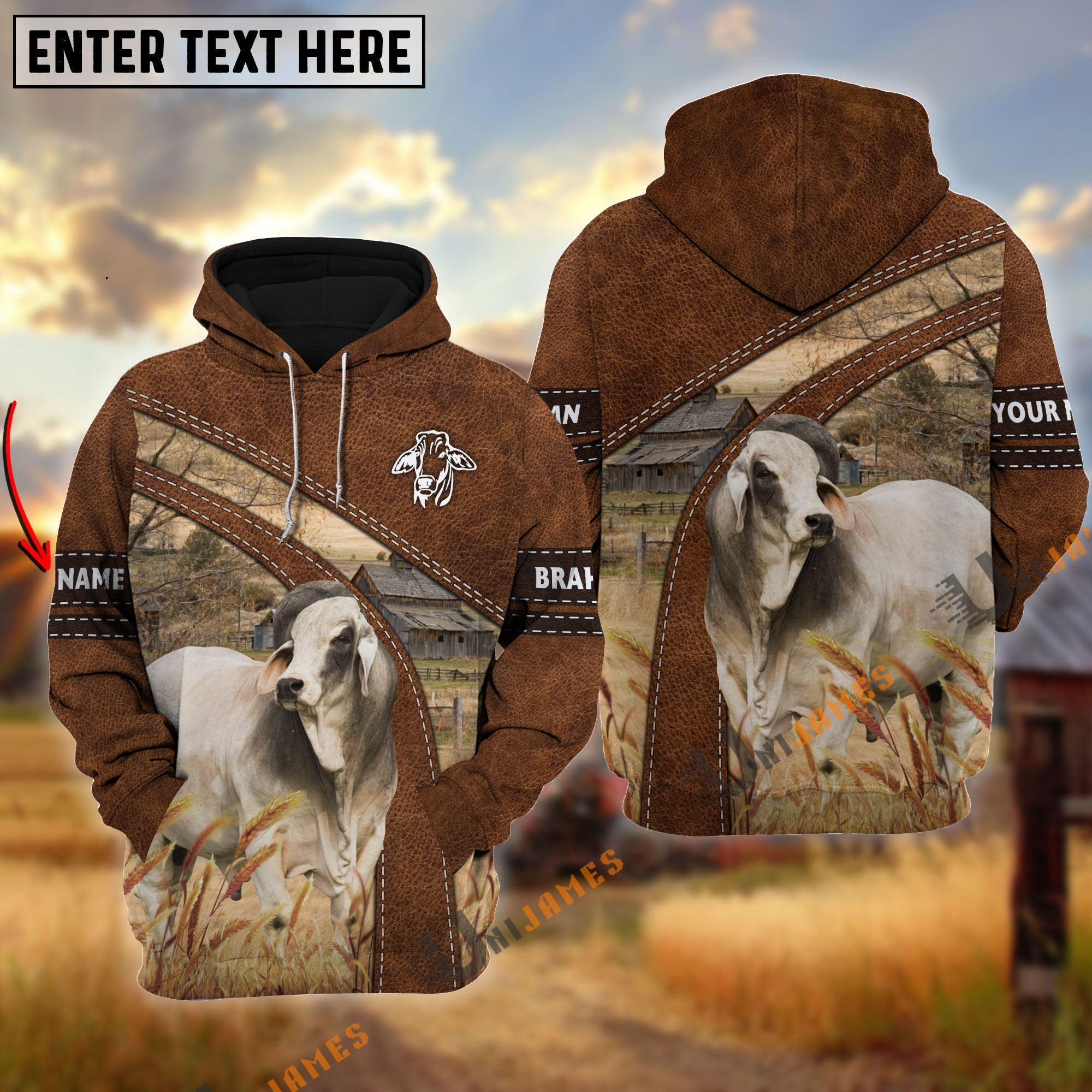 Brahman Custom Name On Sleeve 3D Hoodie