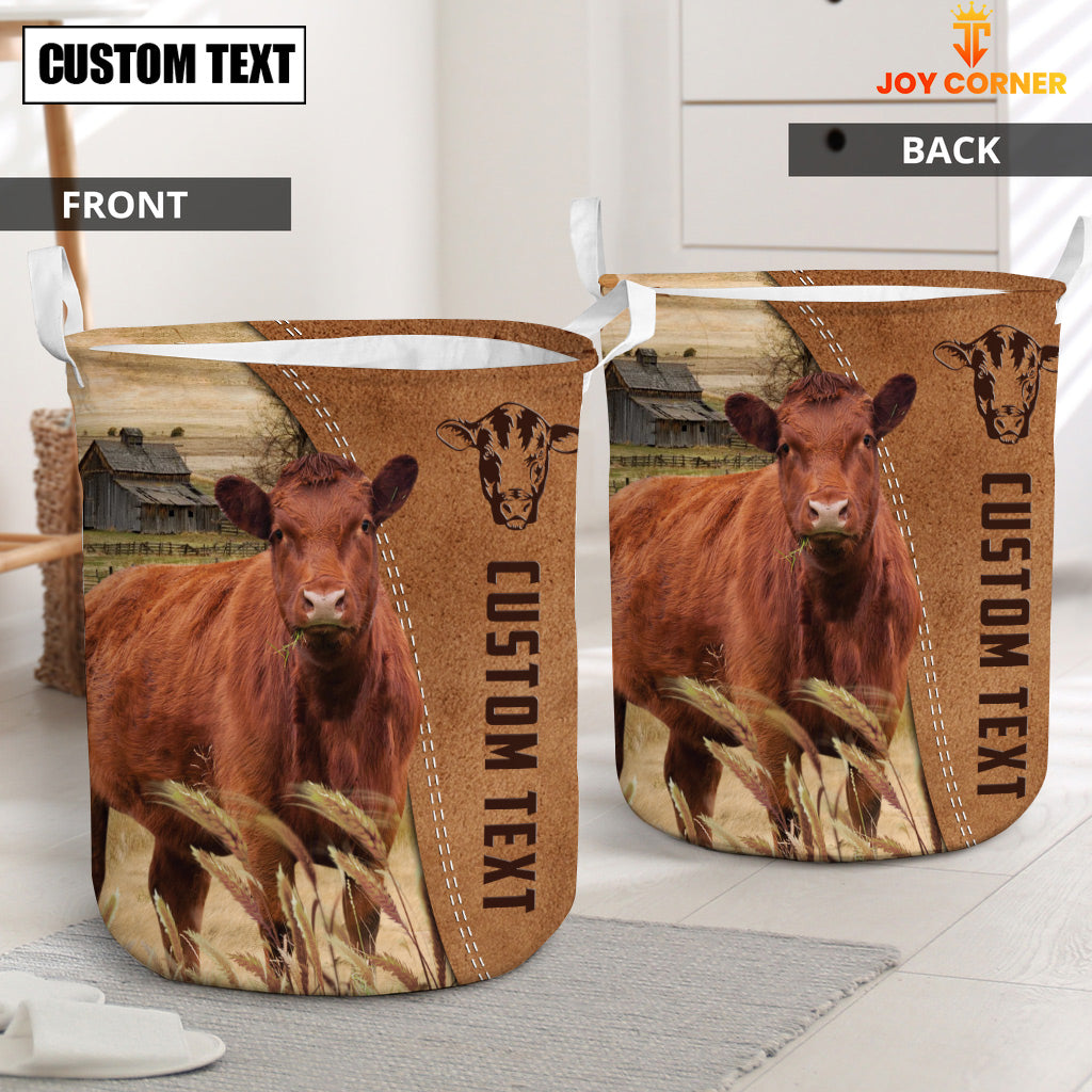 Red Angus Brown Farm Custom Name Laundry Basket