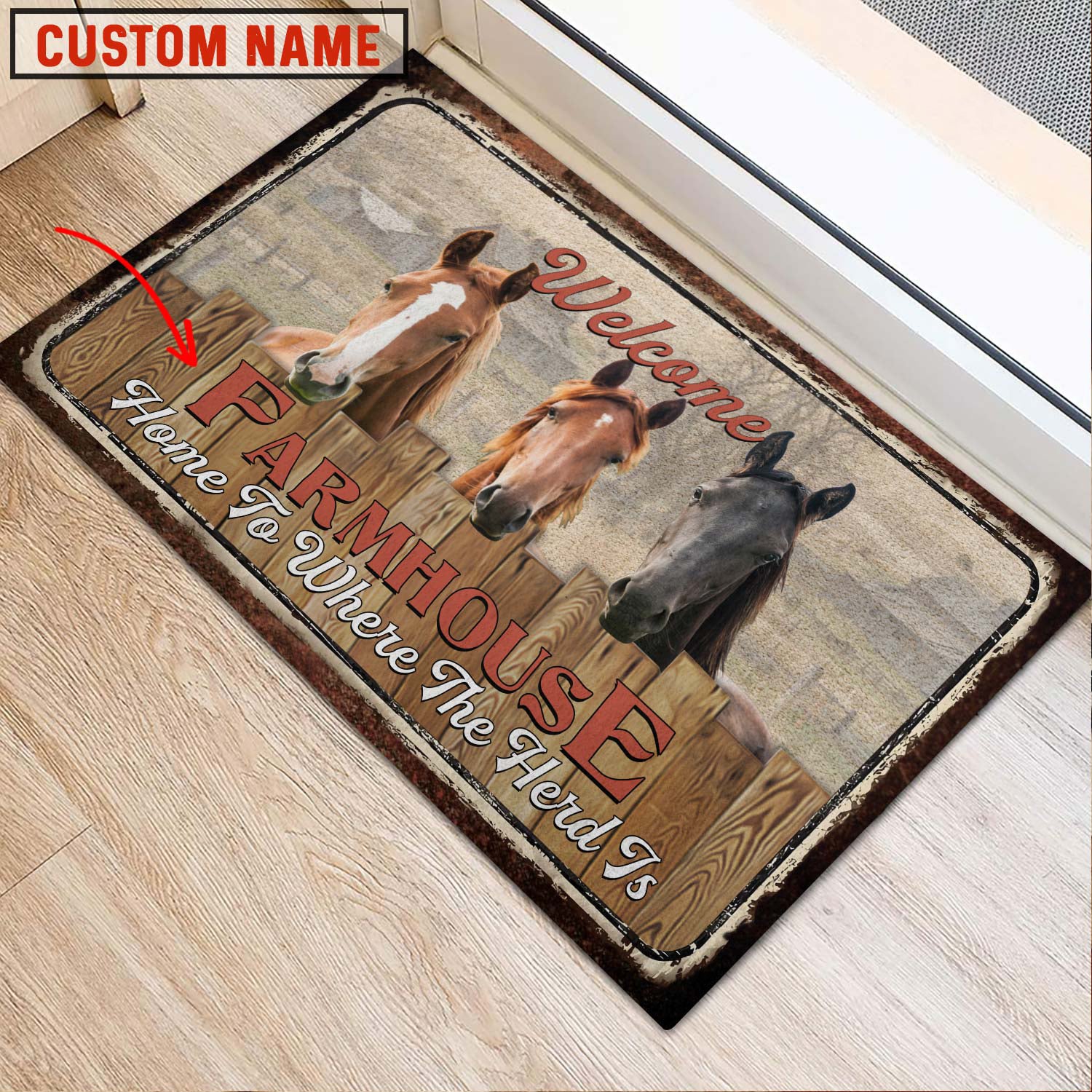 Horse Welcome Custom Name Doormat