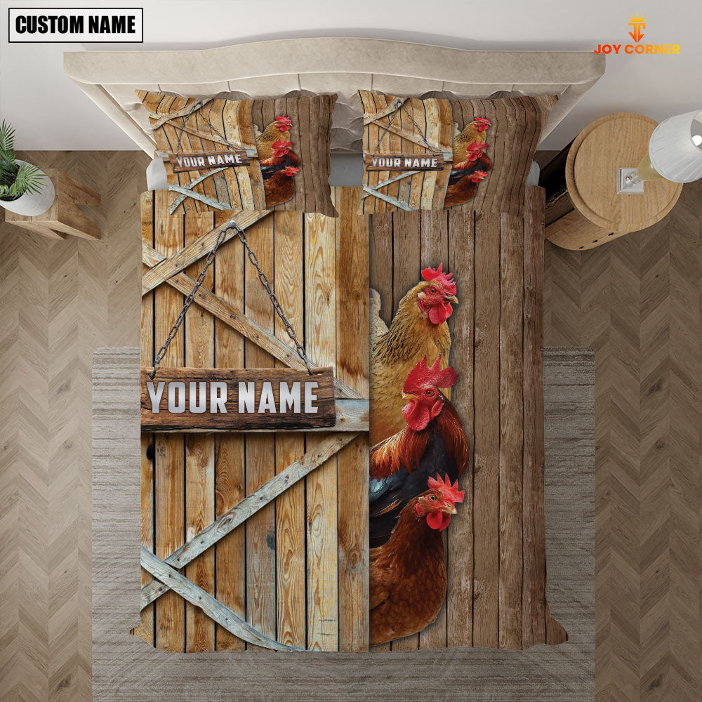 Happy Farm Chicken Wooden Door Bedding Set