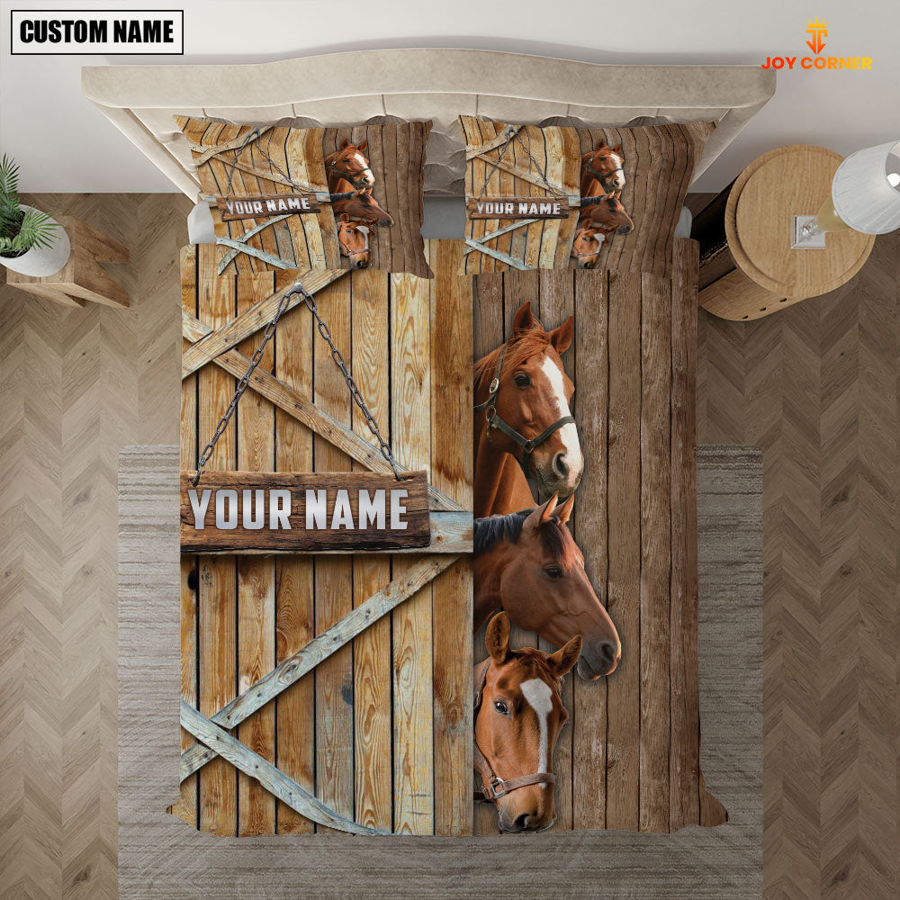 Happy Farm Horse Wooden Door Bedding Set