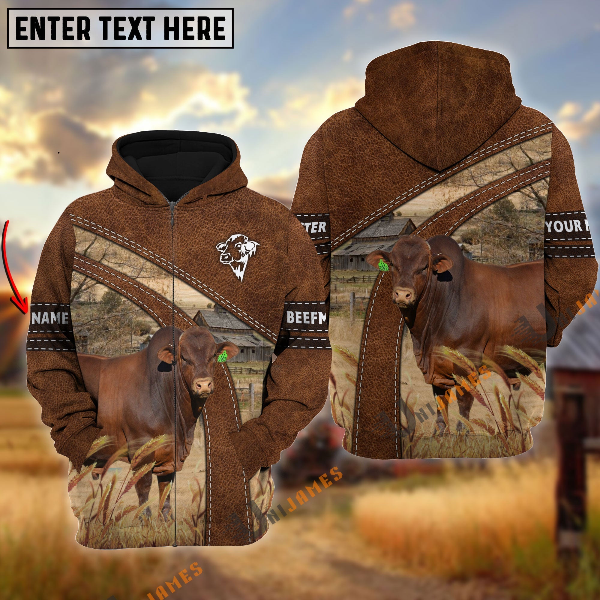 Beefmaster Custom Name On Sleeve 3D Hoodie