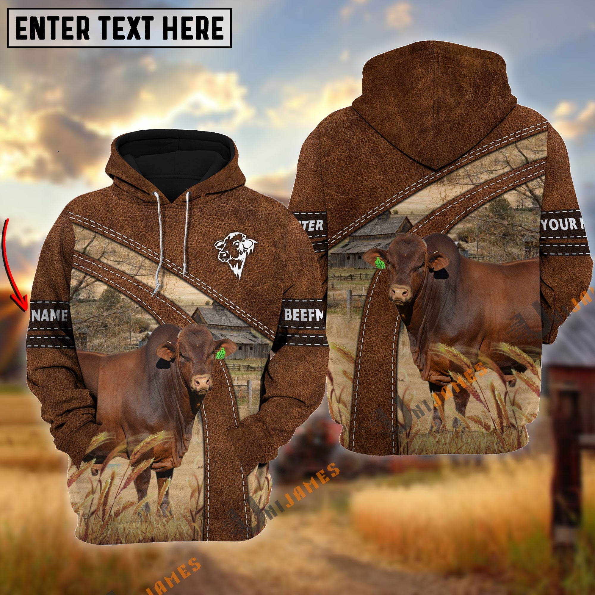 Beefmaster Custom Name On Sleeve 3D Hoodie