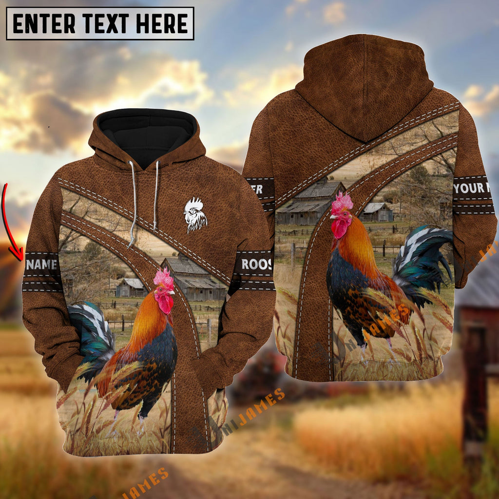 Rooster Custom Name On Sleeve 3D Hoodie