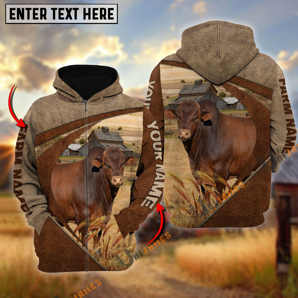 Beefmaster Personalized Name, Farm Name 3D Mix Leather Pattern Hoodie