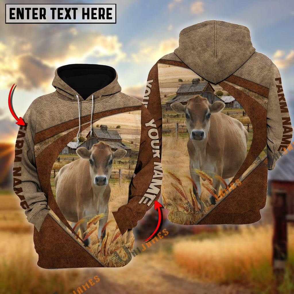 Jersey Personalized Name, Farm Name 3D Mix Leather Pattern Hoodie