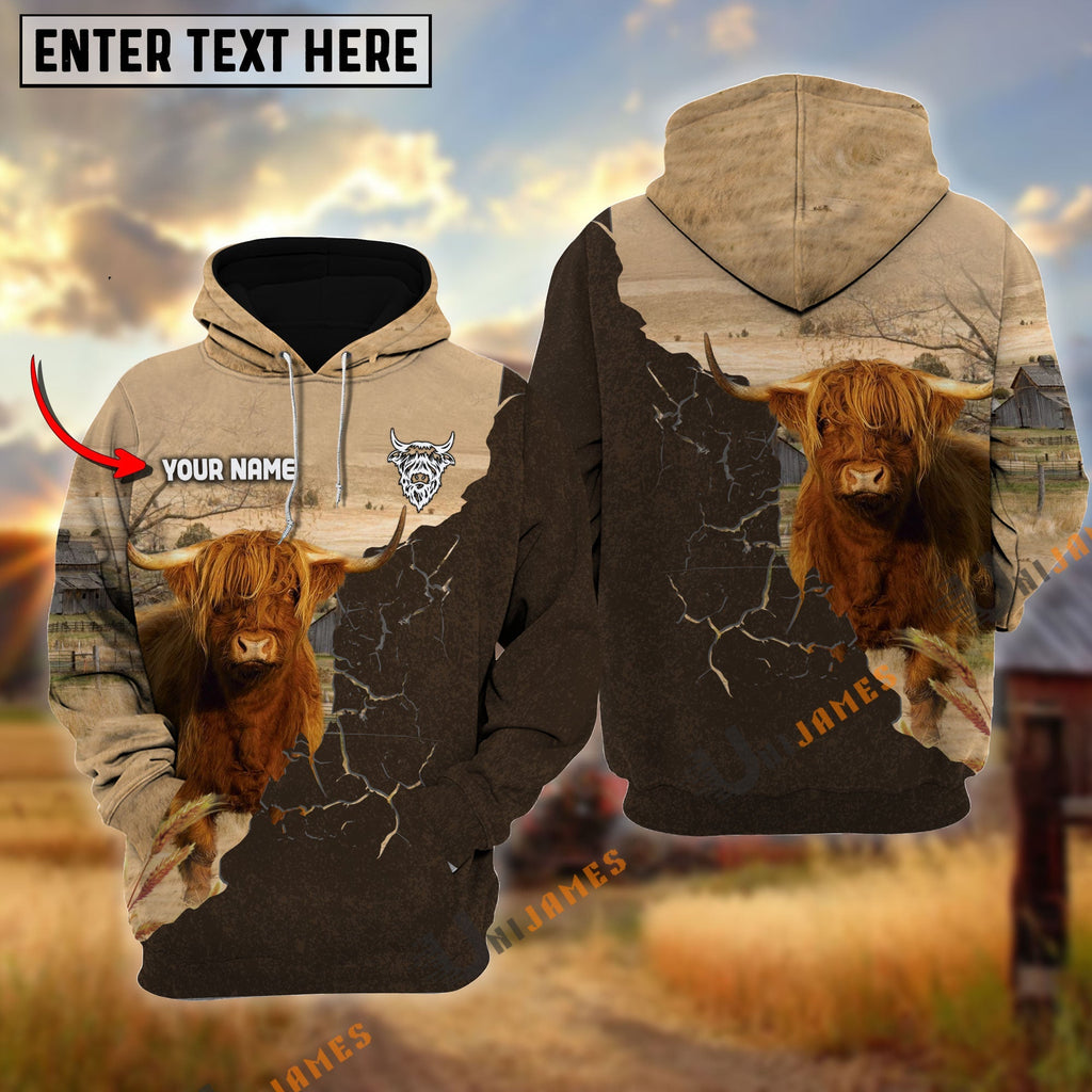 Highland Farm Land Personalized Name Hoodie