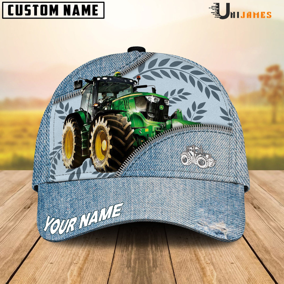 Tractor Countryside Jean Pattern Customized Name Cap