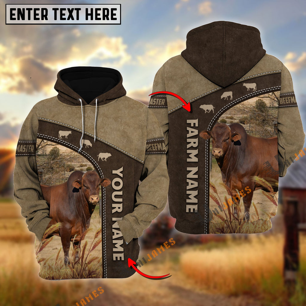 Beefmaster Happiness Farming Personalized Name, Farm Name 3D Hoodie