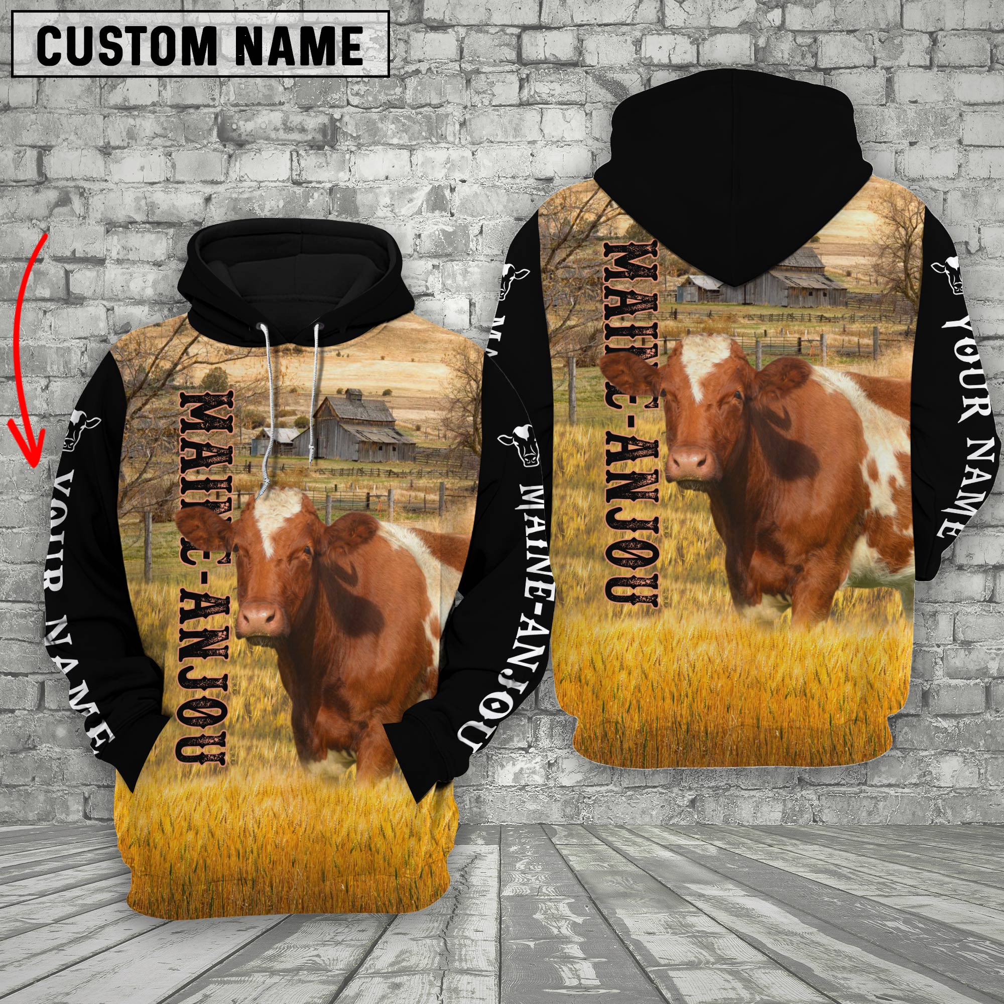 Personalized Name Maine-Anjou On The Farm All Over Printed 3D Hoodie