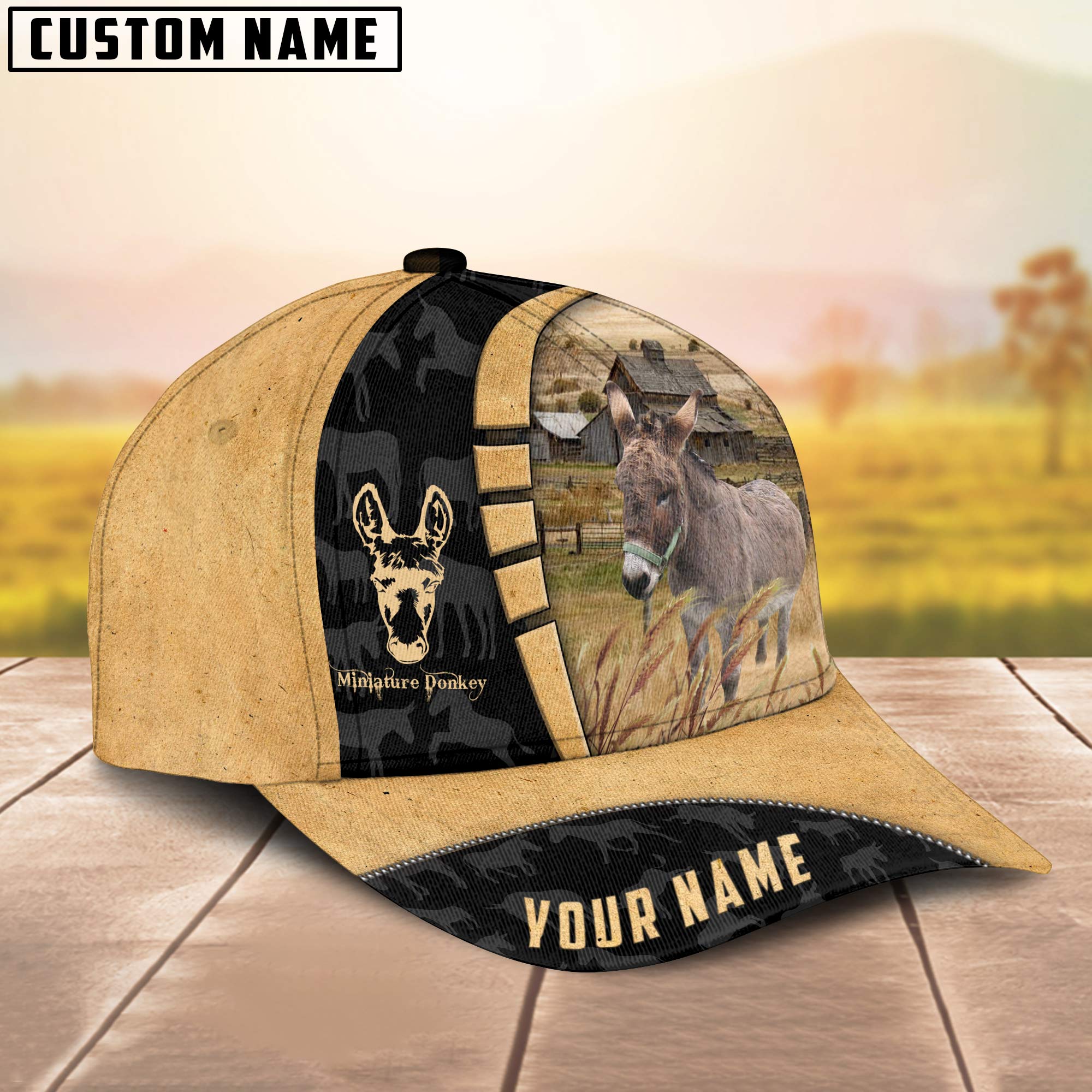 Custom Name Miniature Donkey Cattle Farmhouse Field Cap TT20