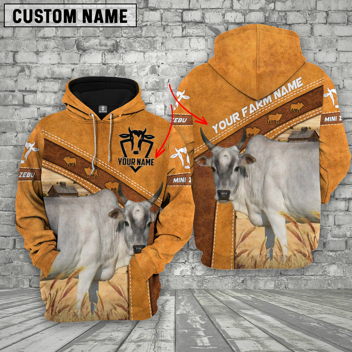 Mini Zebu Custom Name Printed Cattle 3D Hoodie