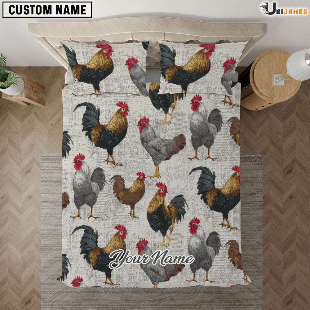 Chicken Paper Pattern Custom Name Bedding Set