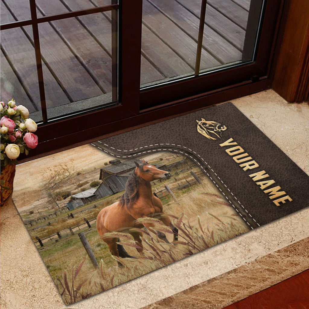 Horse Custom Name Leather Pattern Doormat