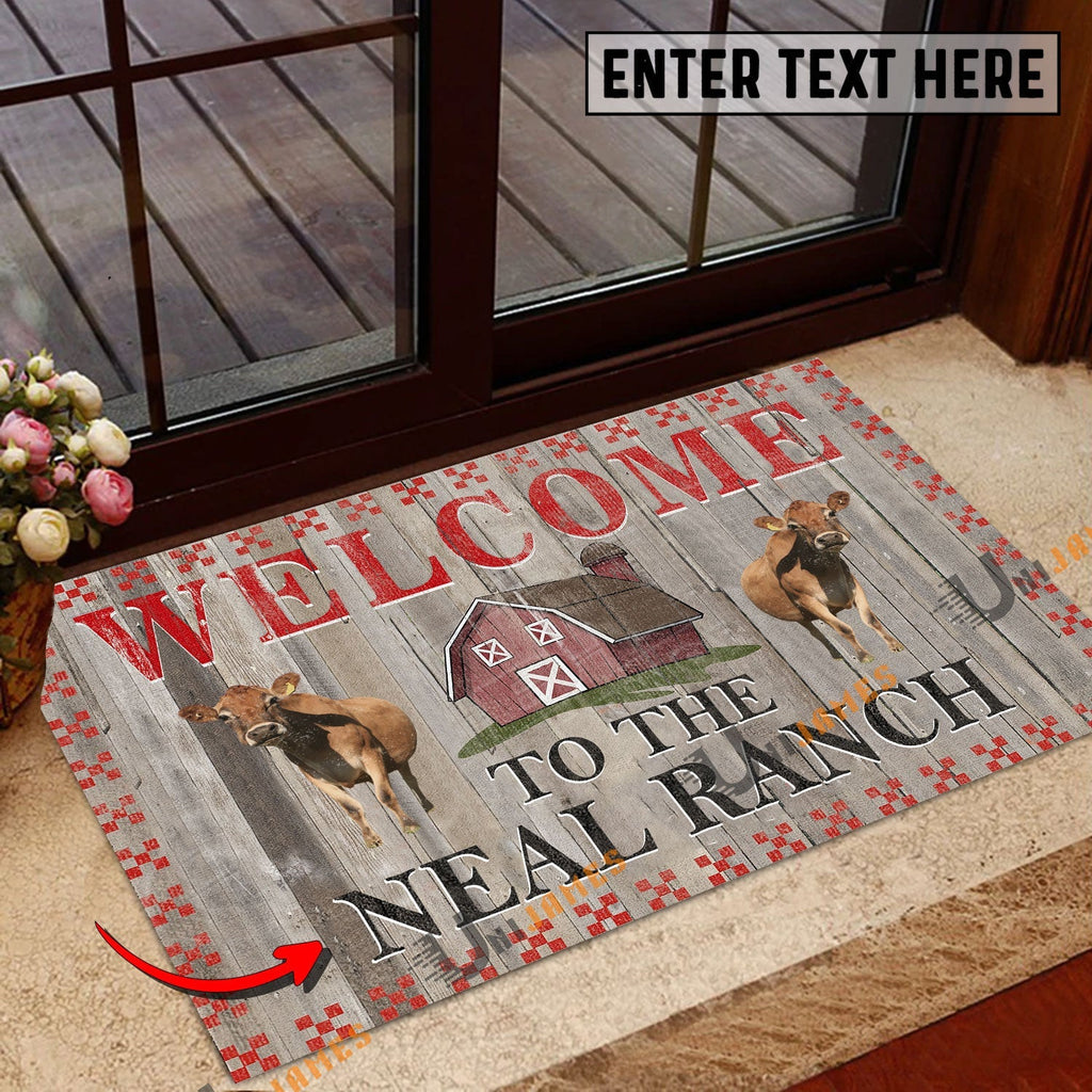 Jersey Welcome To The Farmhouse Custom Name Doormat