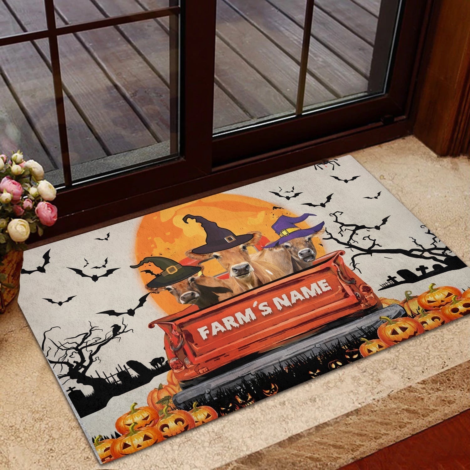 Jersey Custom Farm Name Halloween Doormat