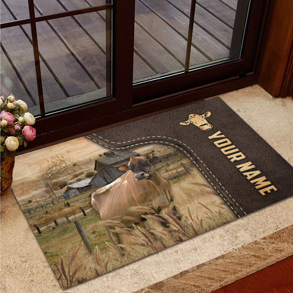 Jersey Custom Name Leather Pattern Doormat
