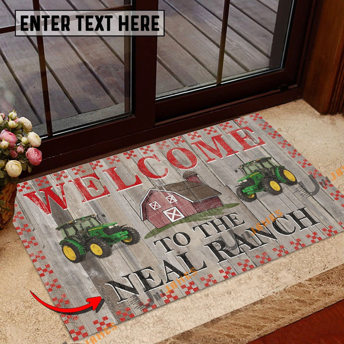 Tractor Welcome To The Farmhouse Custom Name Doormat