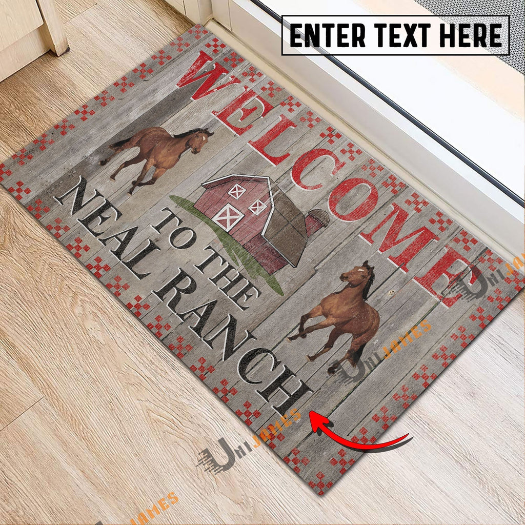 Horse Welcome To The Farmhouse Custom Name Doormat