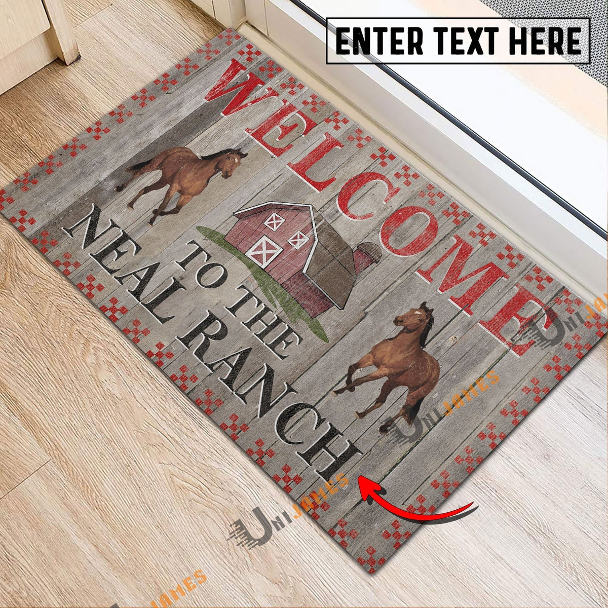 Horse Welcome To The Farmhouse Custom Name Doormat