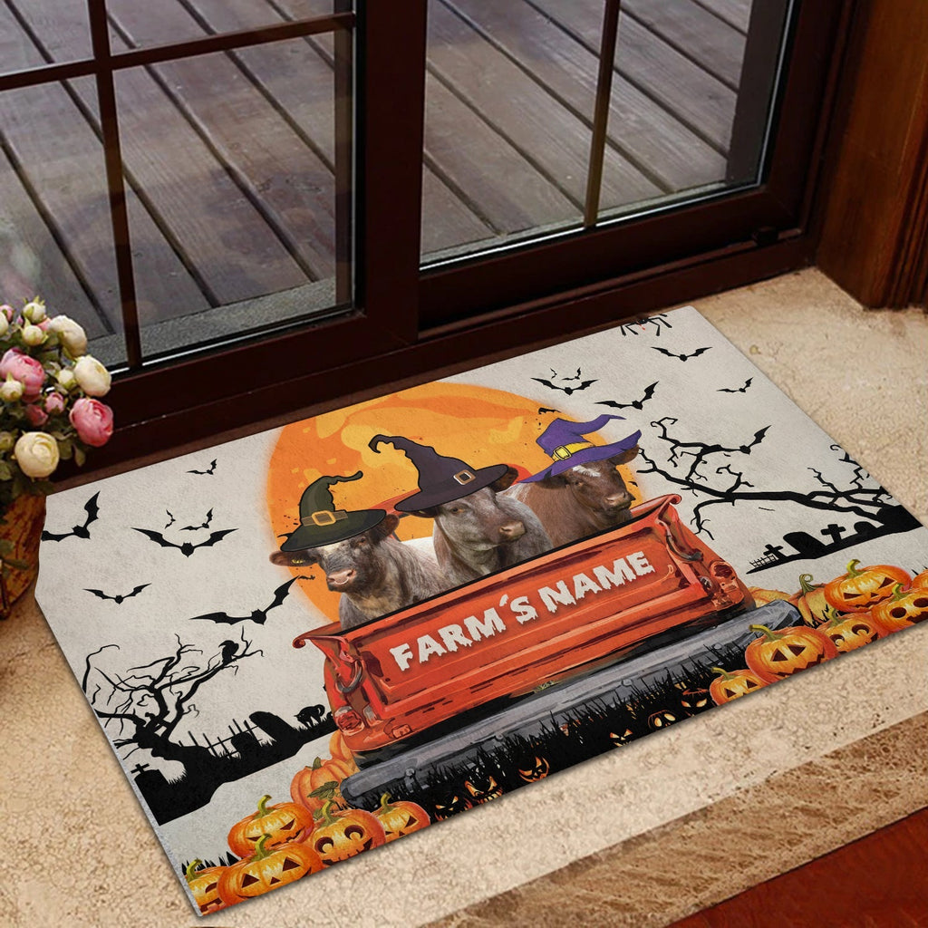 Shorthorn Custom Farm Name Halloween Doormat