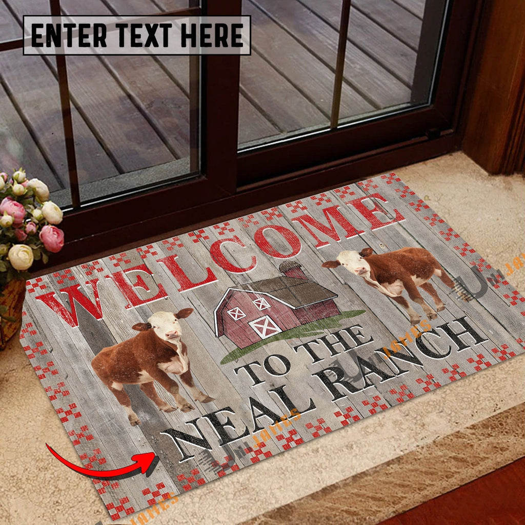 Hereford Welcome To The Farmhouse Custom Name Doormat