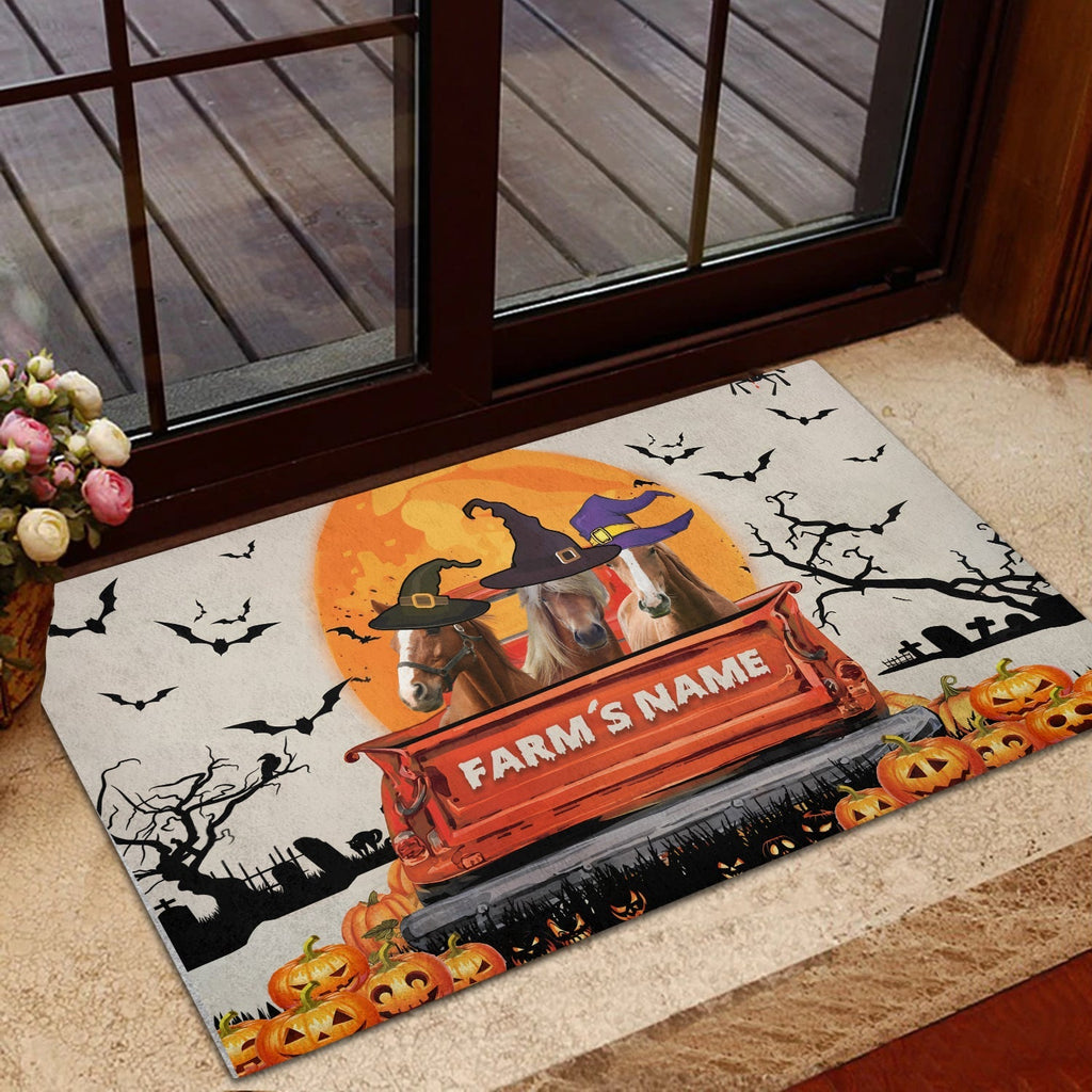 Horse Custom Farm Name Halloween Doormat