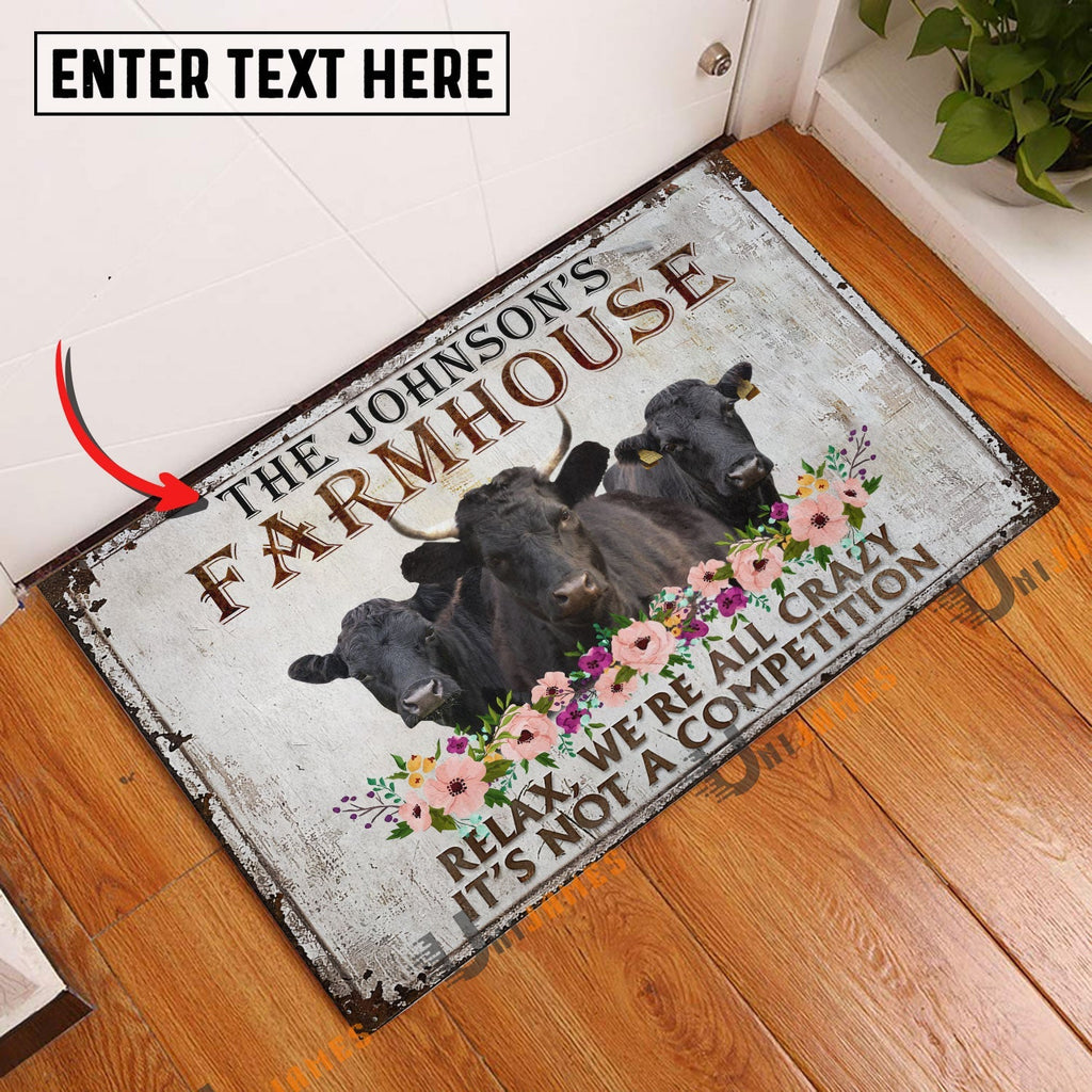 Dexter Relax Cattle Farm Personalized Name Doormat