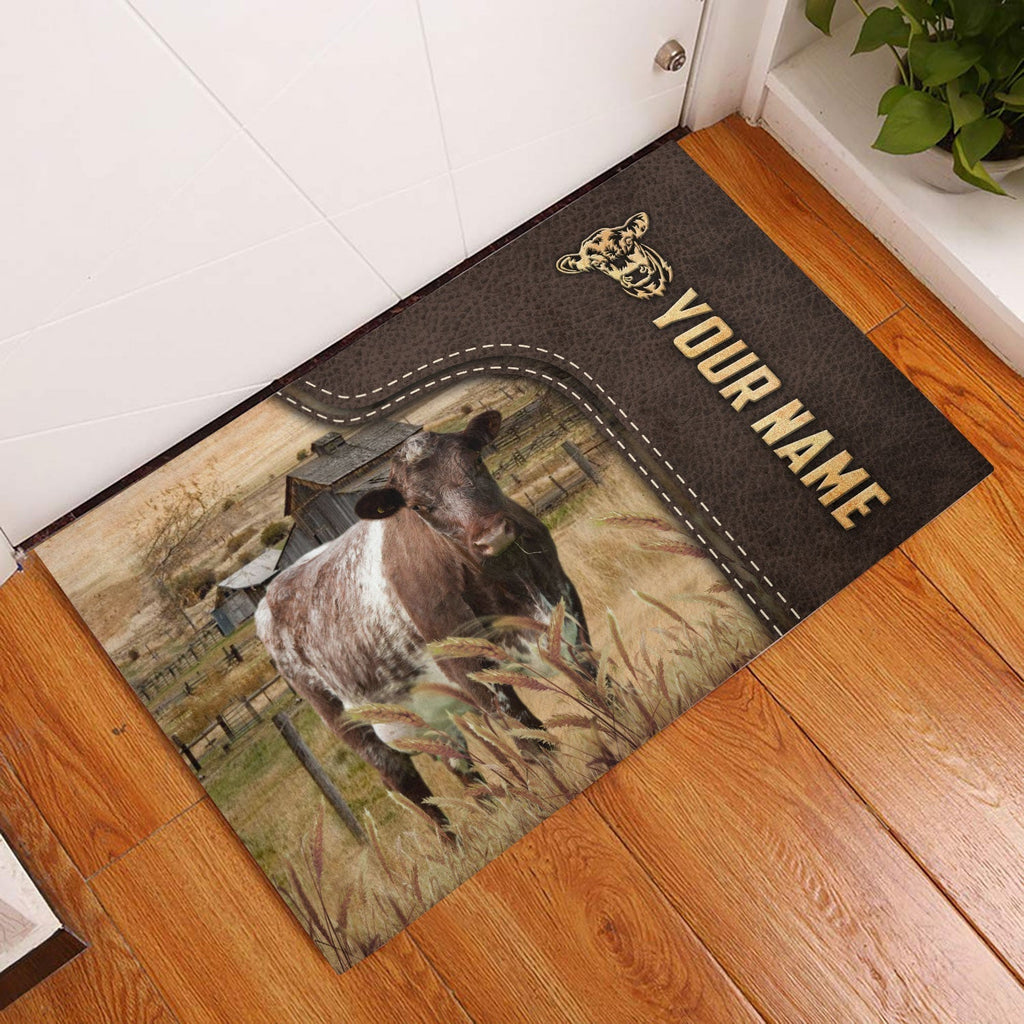 Shorthorn Custom Name Leather Pattern Doormat