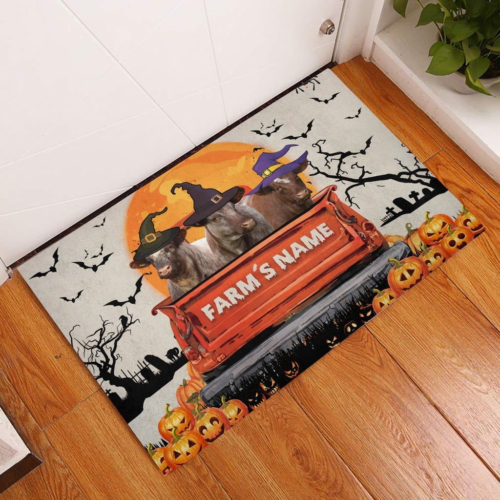 Shorthorn Custom Farm Name Halloween Doormat