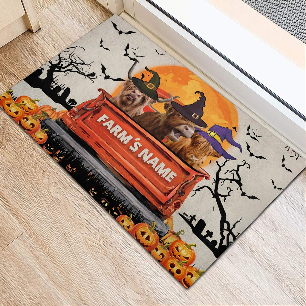 Highland Custom Farm Name Halloween Doormat