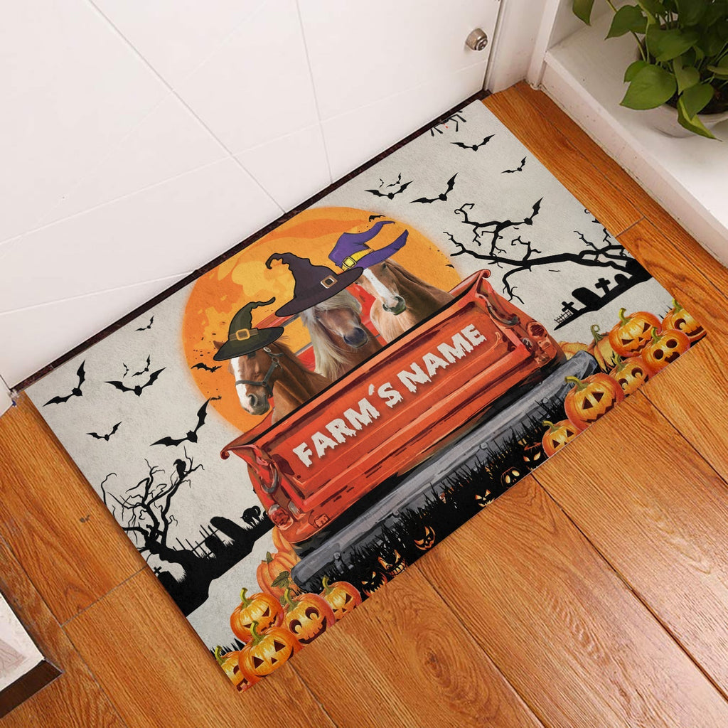 Horse Custom Farm Name Halloween Doormat