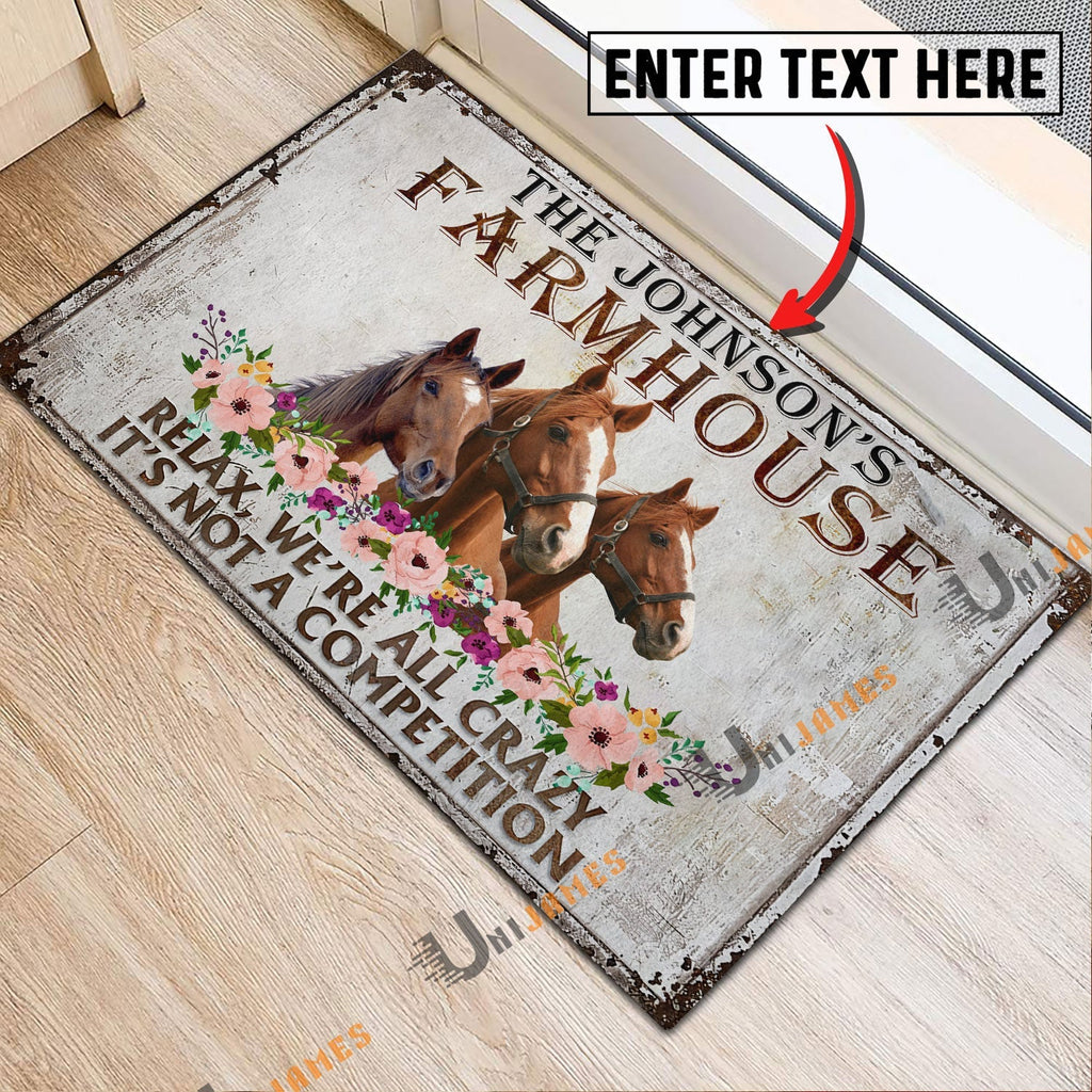 Horse Relax Cattle Farm Personalized Name Doormat