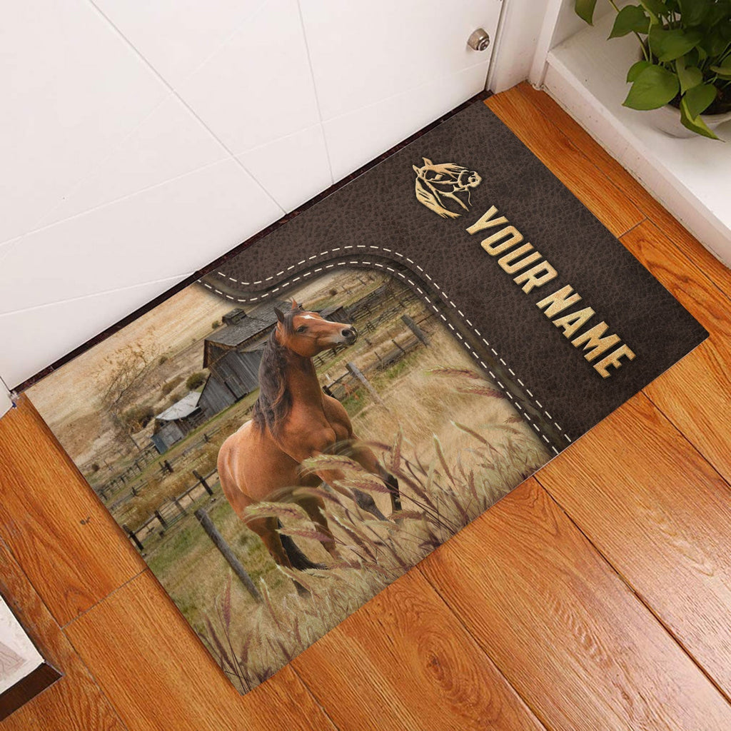 Horse Custom Name Leather Pattern Doormat