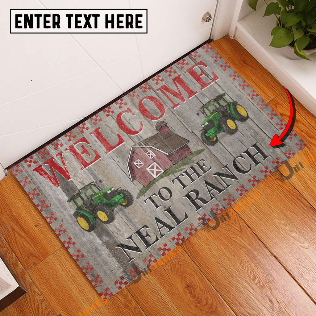 Tractor Welcome To The Farmhouse Custom Name Doormat