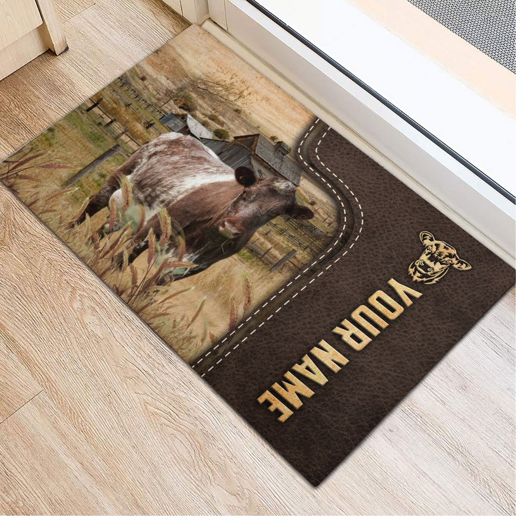 Shorthorn Custom Name Leather Pattern Doormat