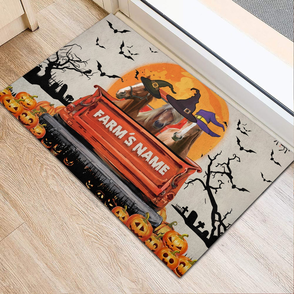 Horse Custom Farm Name Halloween Doormat